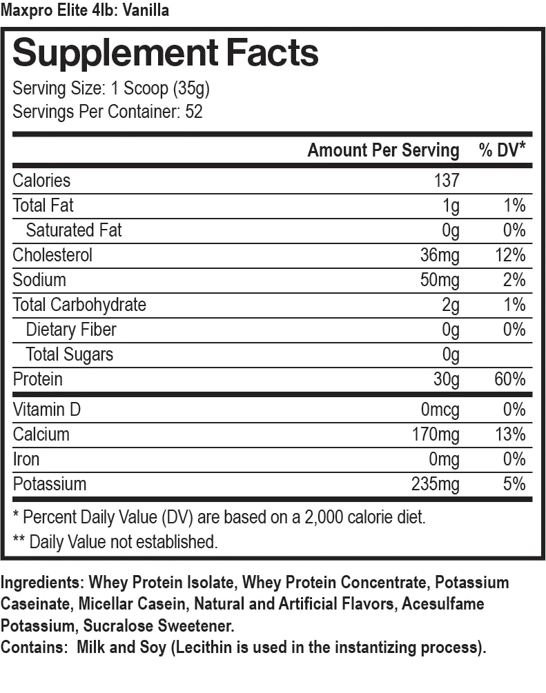 MaxPro Elite Vanilla Ice Cream 4 LBS