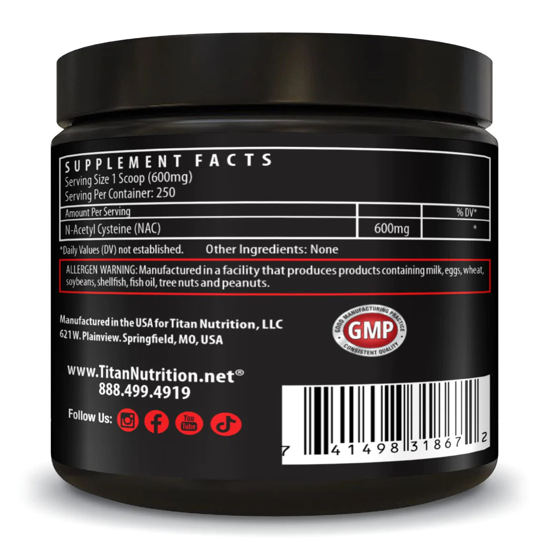 NAC-N-acetyl Cysteine 250 servings.