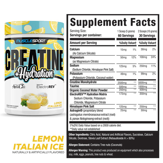 CREATINE + HYDRATION Lemon Italian Ice.