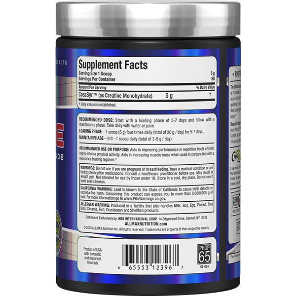 ALLMAX CREATINE MONOHYDRATE 20 servings.